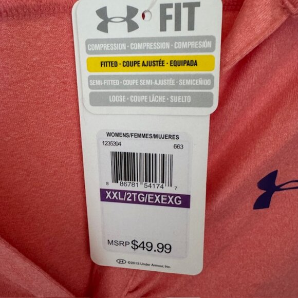 NWT Women's Under Armour Short Sleeve Polo Shirt Top, Coral, 2XL - Picture 5 of 7